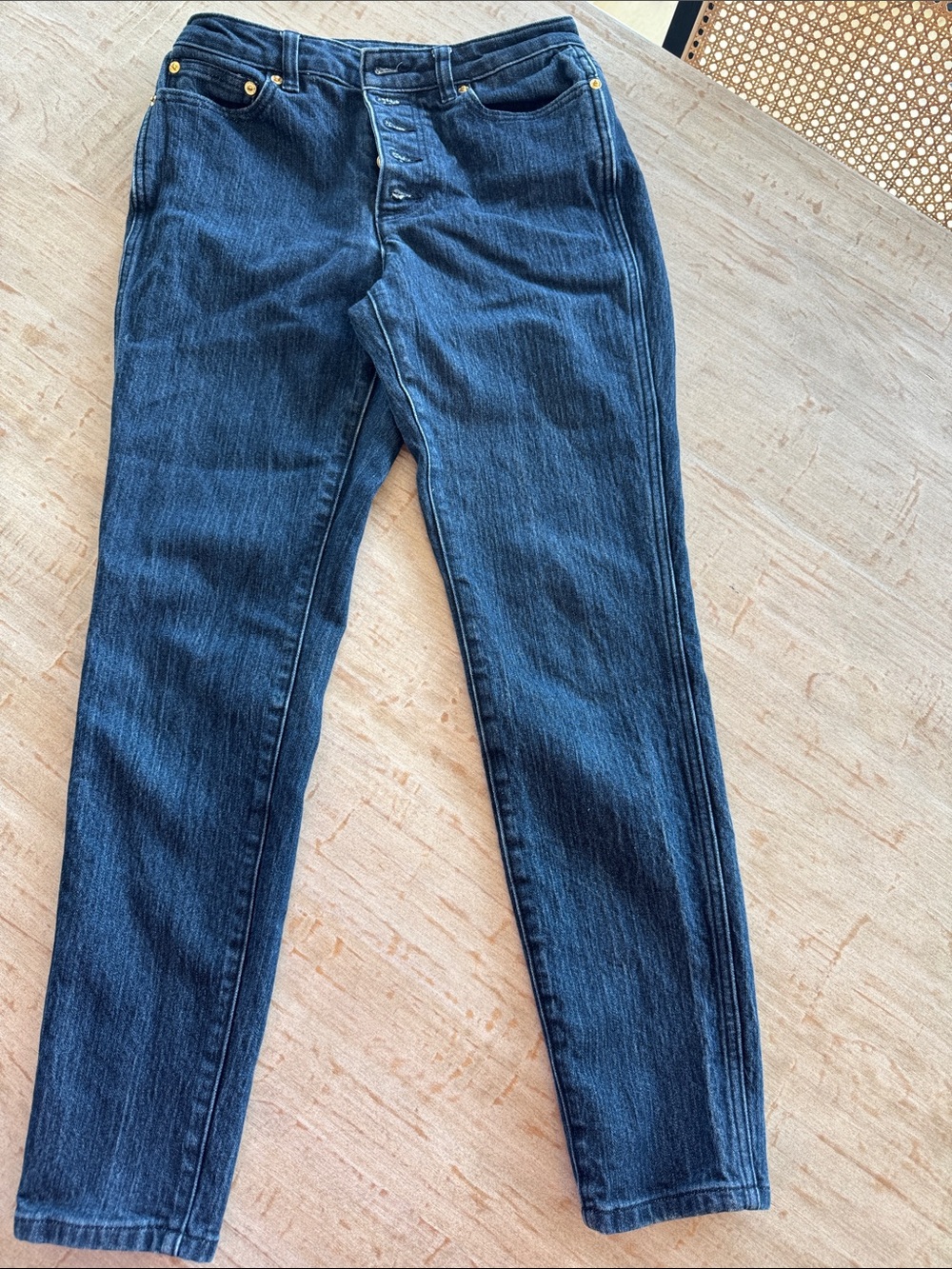 Michael Kors Navy Denim Jeans with Gold Buttons